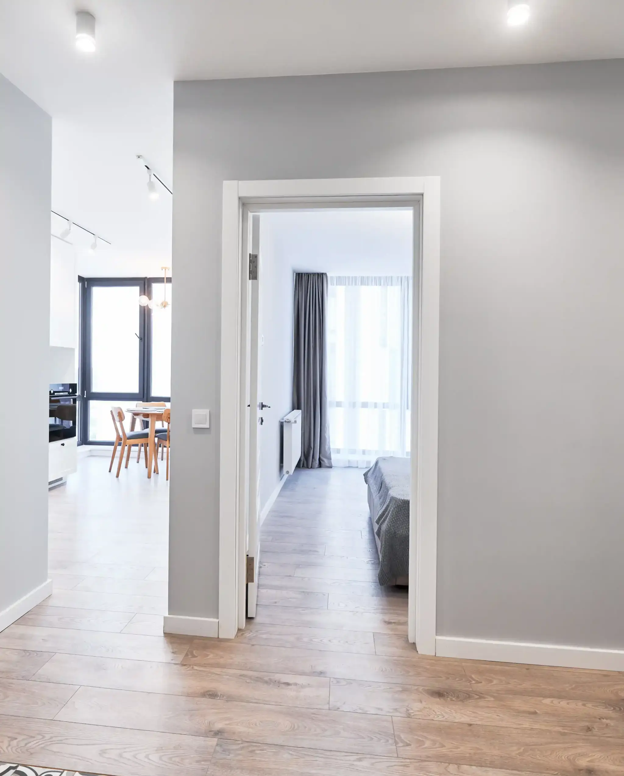 Modern apartment with grey walls